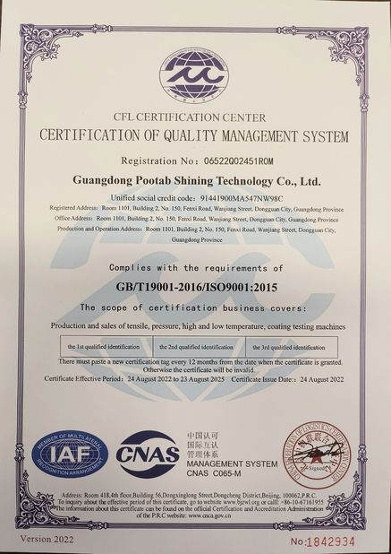 La Cina Perfect International Instruments Co., Ltd Certificazioni